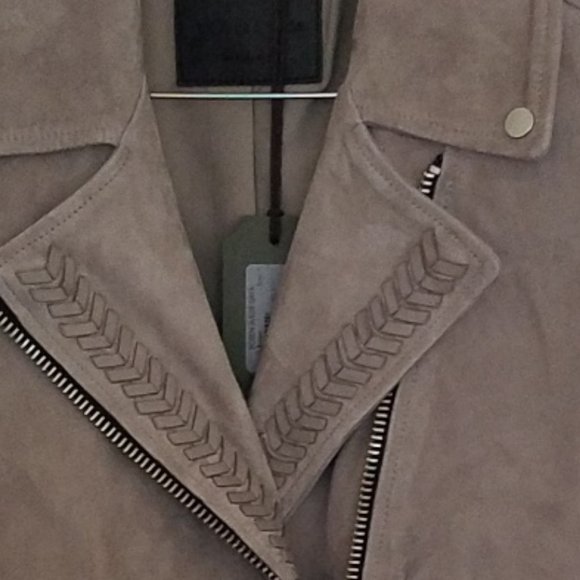 NWT All Saints Rosen suede biker jacket, US sz 2 - Picture 3 of 15